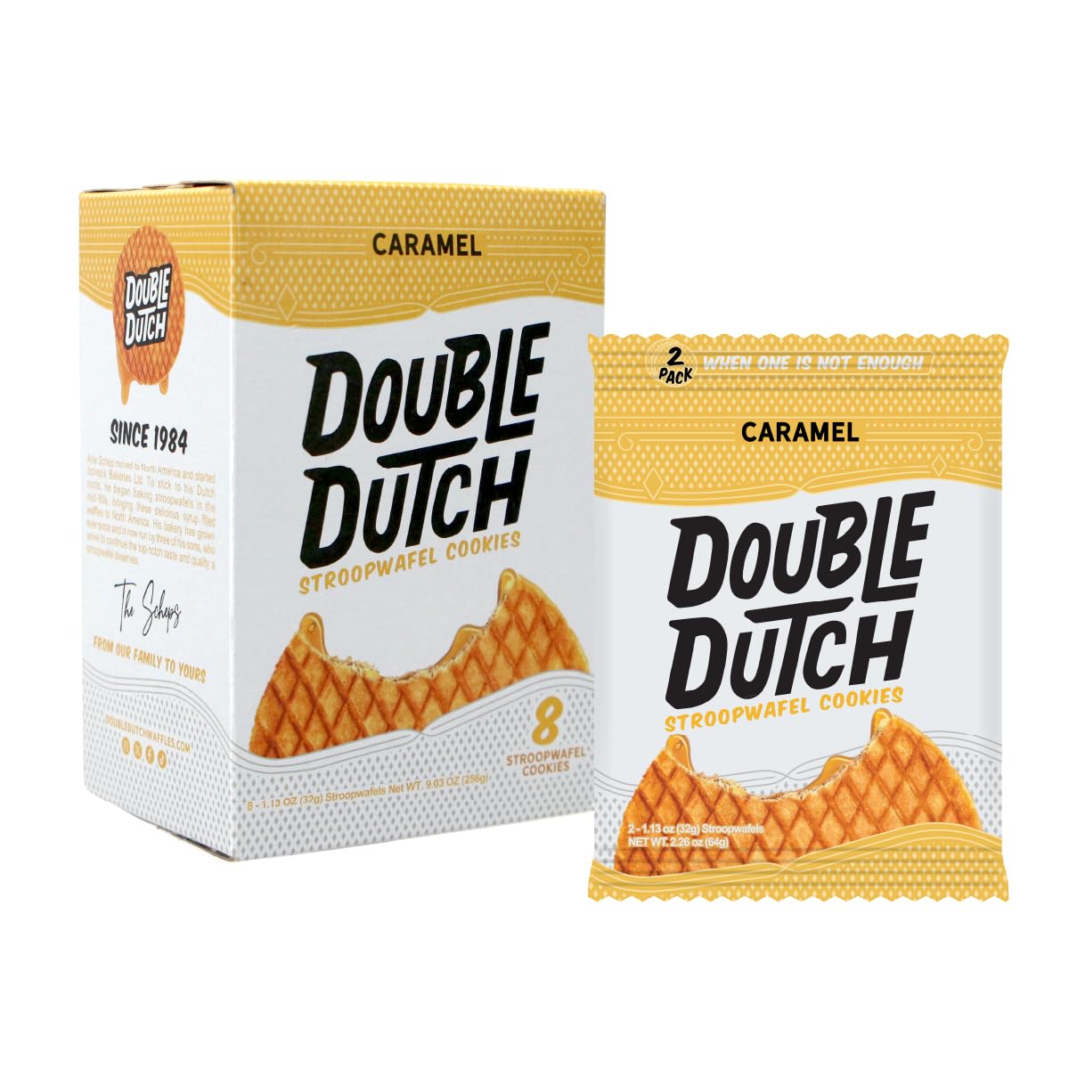 Double Dutch Stroopwafel Cookies Caramel  – 2 Pack – 16 Waffles