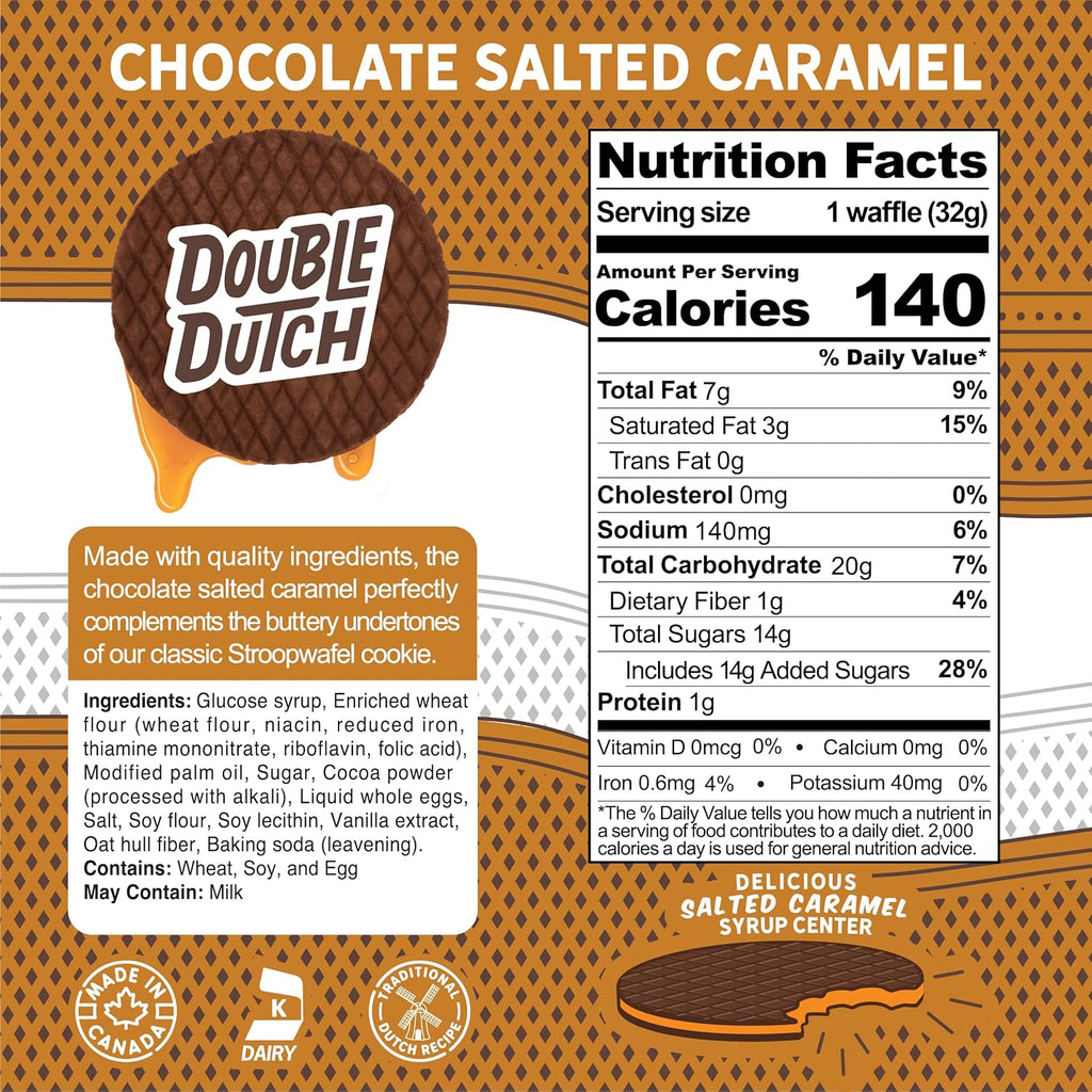 Double Dutch Stroopwafel Cookies Chocolate Salted Caramel  – 2 Pack – 16 Waffles