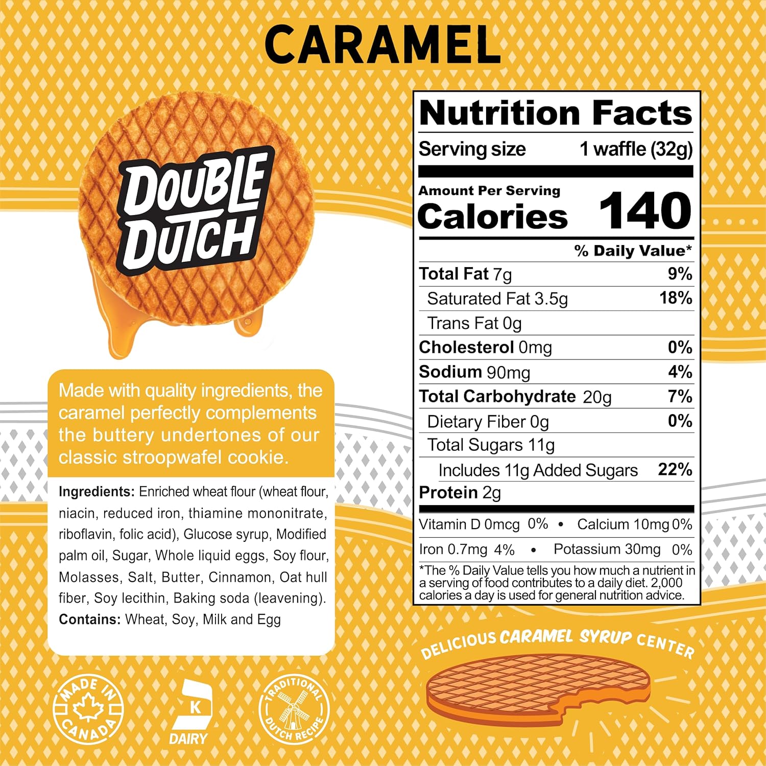 Double Dutch Stroopwafel Cookies Caramel  – 2 Pack – 16 Waffles