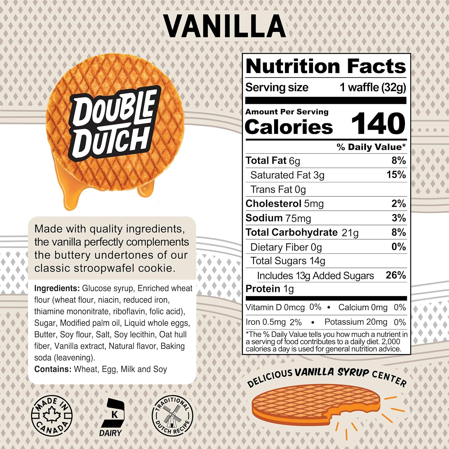Double Dutch Stroopwafel Cookies Vanilla  – 2 Pack – 16 Waffles