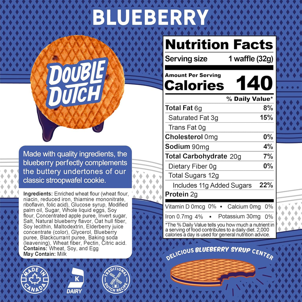 Double Dutch Stroopwafel Cookies Blueberry  – 2 Pack – 16 Waffles