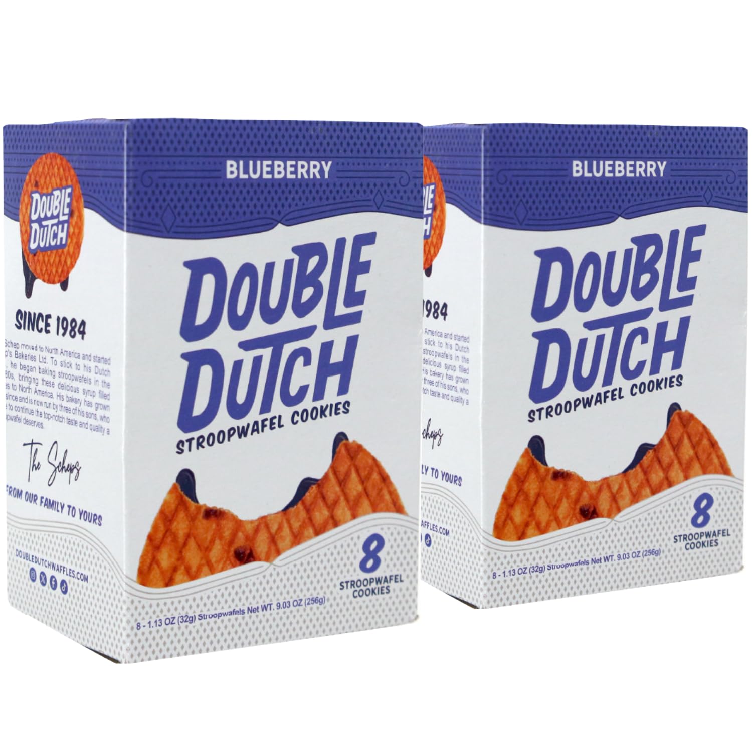 Double Dutch Stroopwafel Cookies Blueberry  – 2 Pack – 16 Waffles
