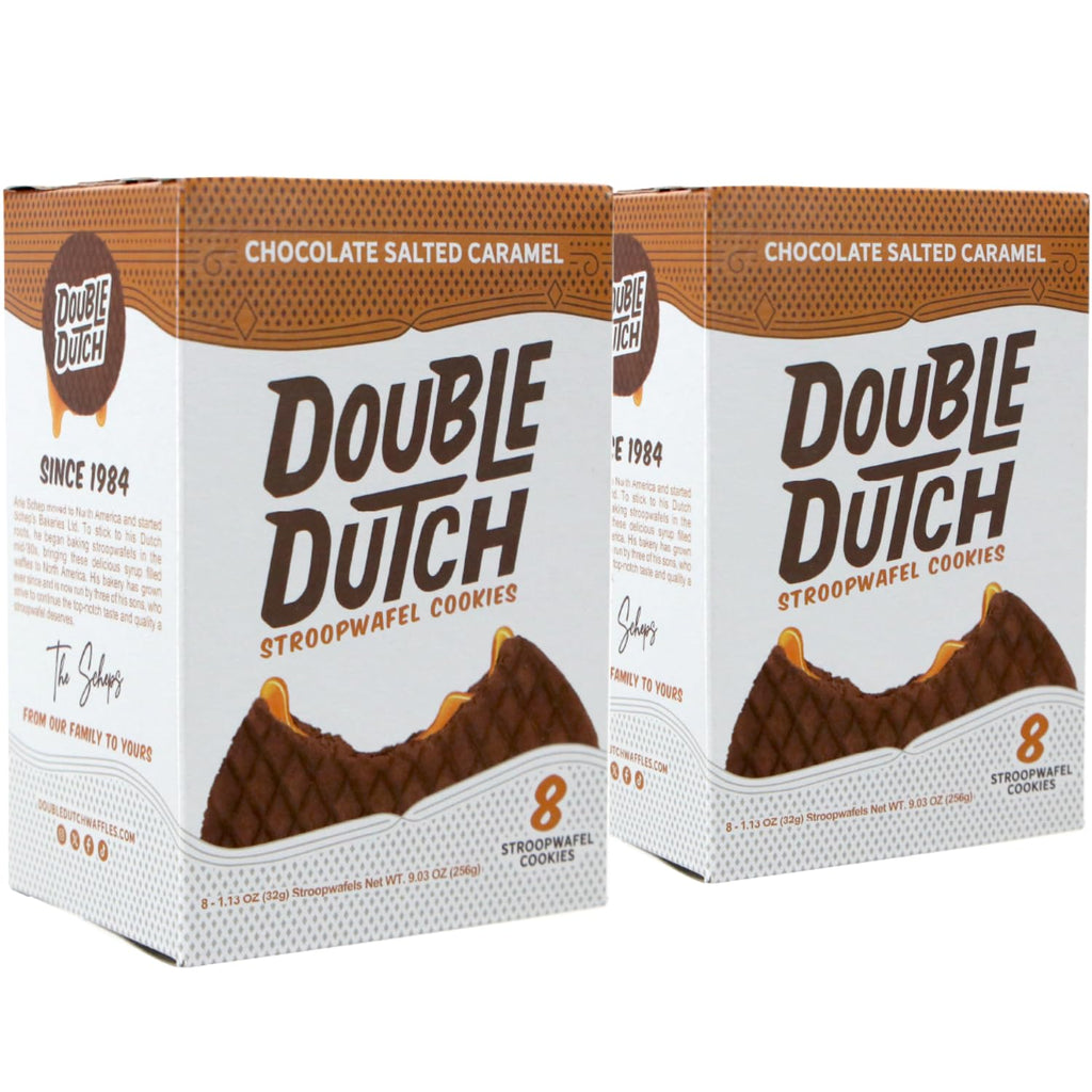 Double Dutch Stroopwafel Cookies Chocolate Salted Caramel  – 2 Pack – 16 Waffles
