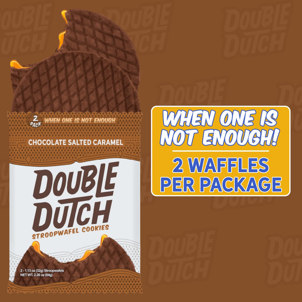 Double Dutch Stroopwafel Cookies Chocolate Salted Caramel  – 2 Pack – 16 Waffles
