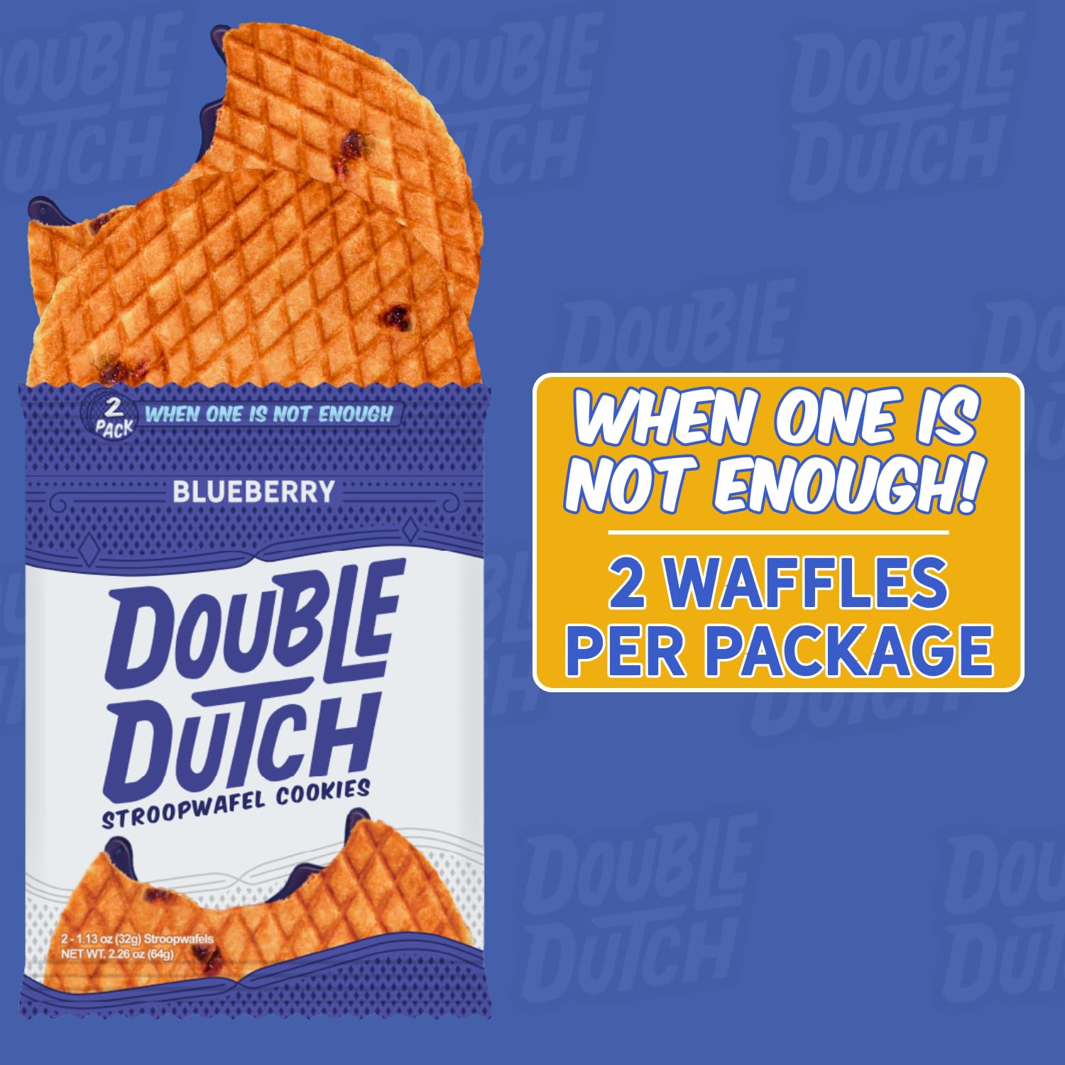 Double Dutch Stroopwafel Cookies Blueberry  – 2 Pack – 16 Waffles