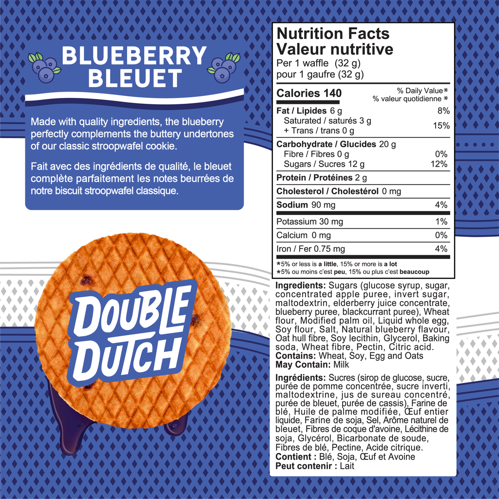 Double Dutch Stroopwafel Cookies Blueberry  – 2 Pack – 16 Waffles