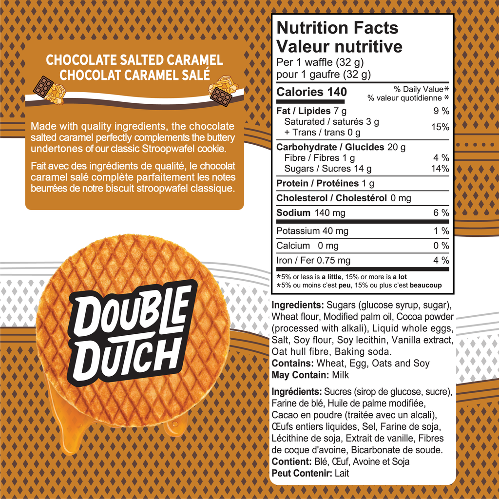 Double Dutch Stroopwafel Cookies Chocolate Salted Caramel  – 2 Pack – 16 Waffles