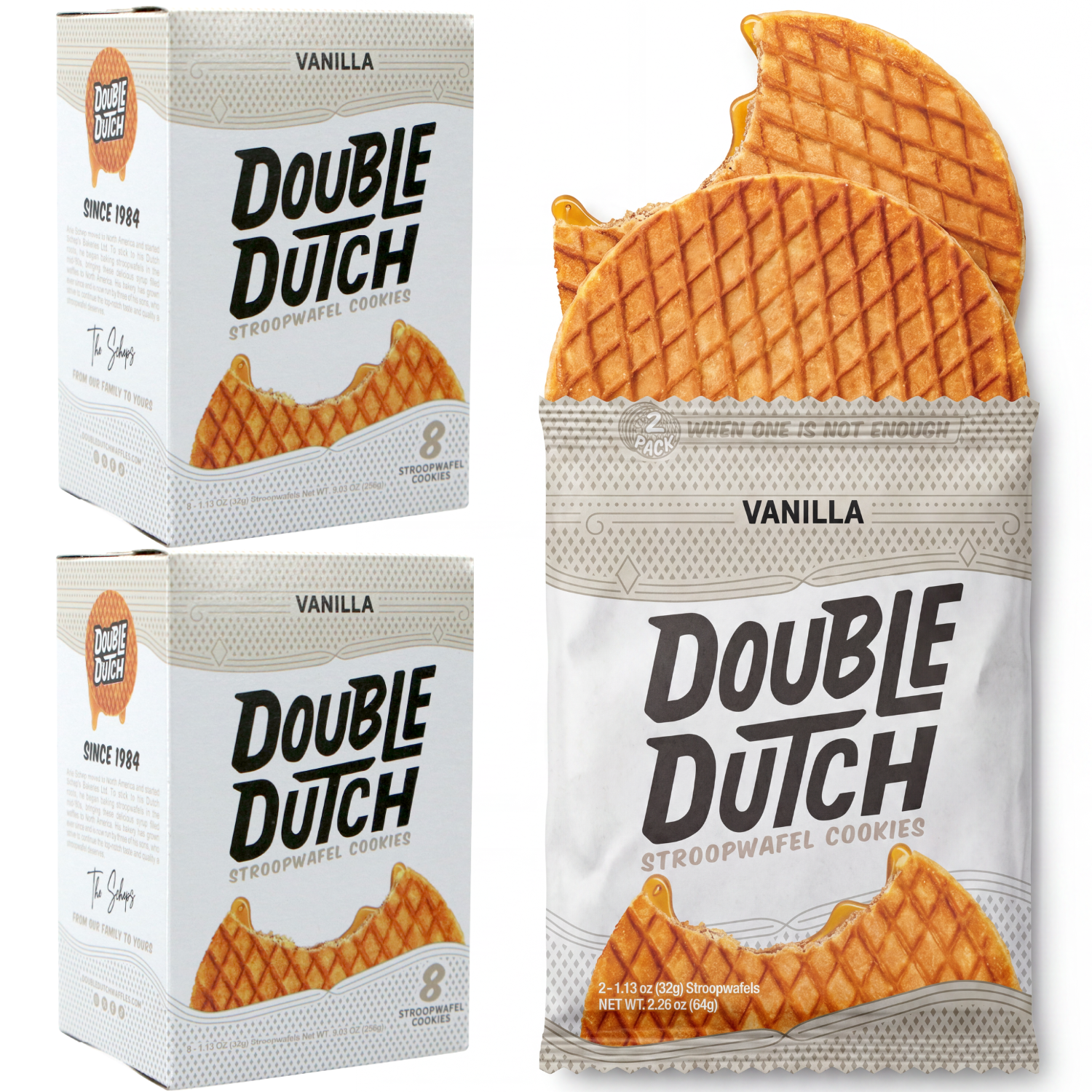 Double Dutch Stroopwafel Cookies Vanilla  – 2 Pack – 16 Waffles